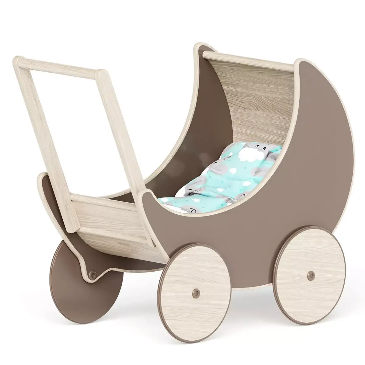 Puppenwagen baby stroller - wooden Free 3D model