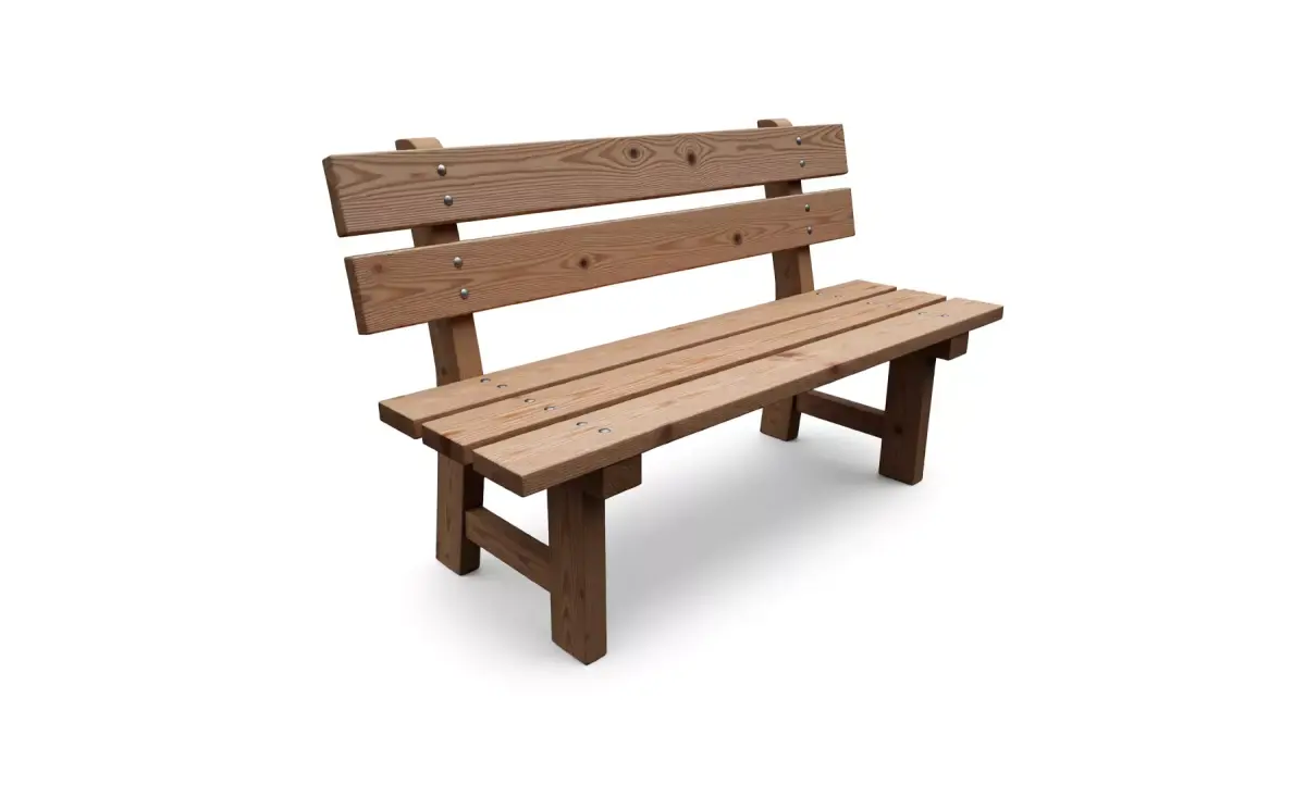 Rustic Outdoor Wooden Bench for 3D print Low-poly 3D model