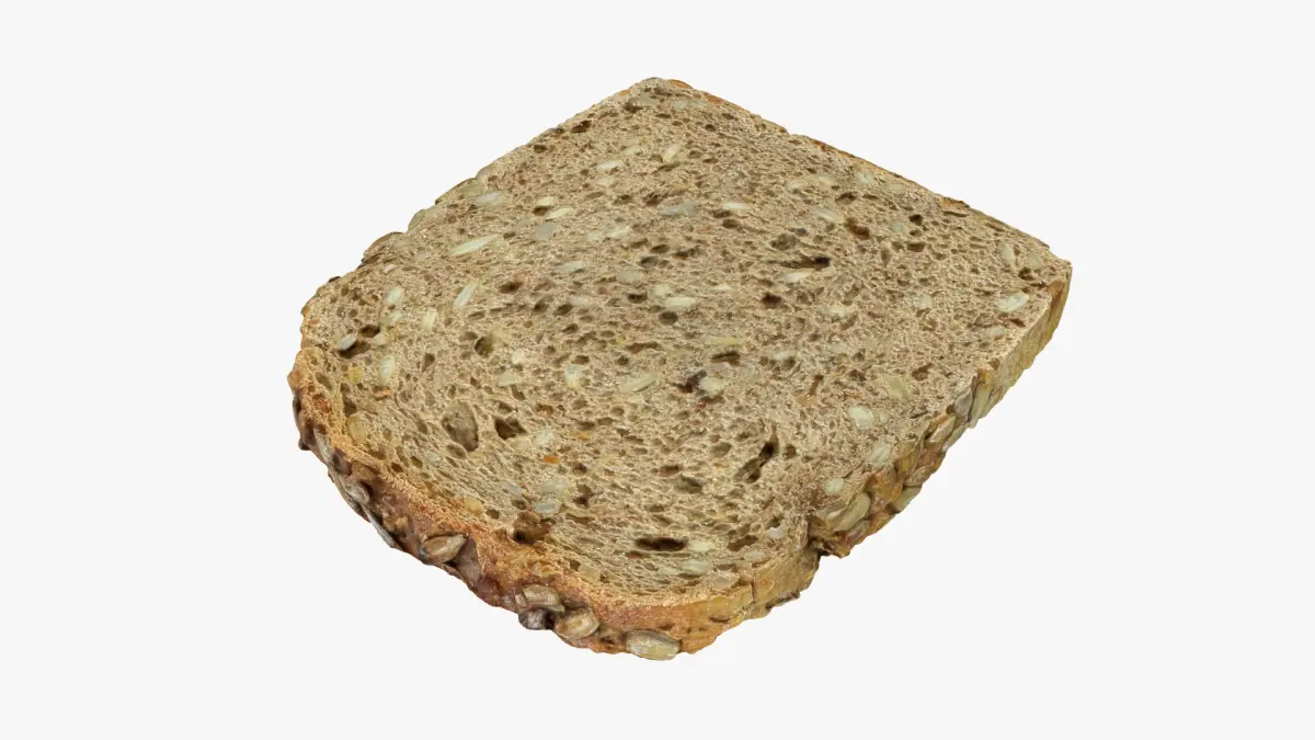 A Slice of Sunflower Seed Bread 3D model