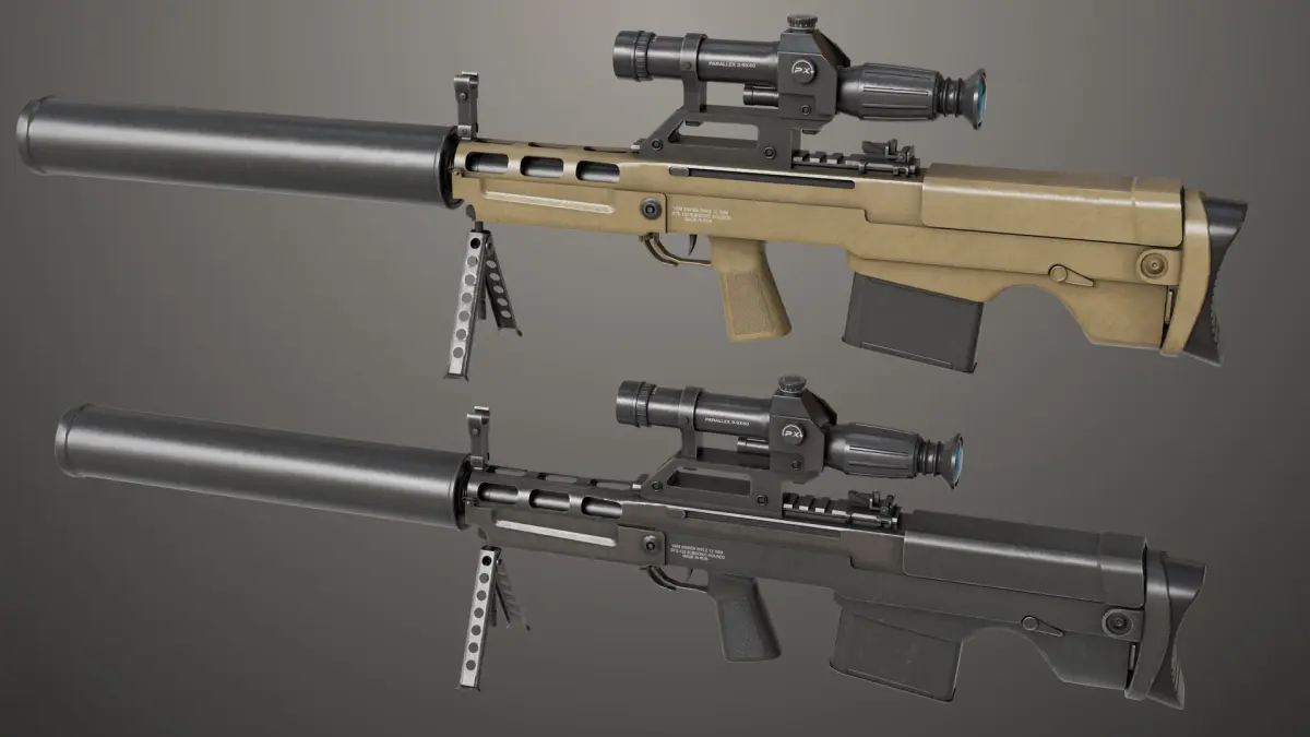 Sniper 05 Black and Sandal Single Mat Rigged All PBR Unity UE Textures 3D model
