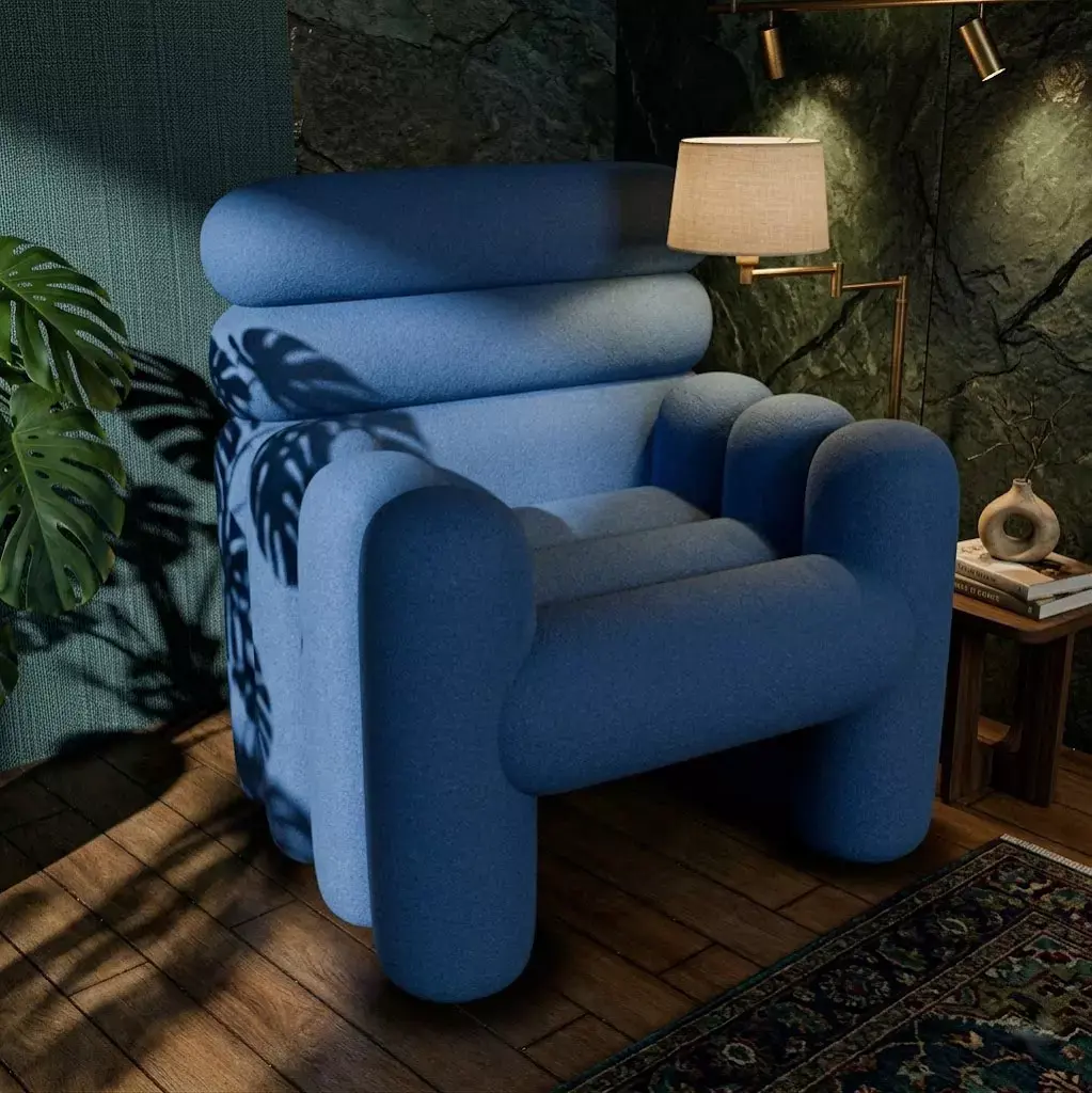 Blue bubble chair Free low-poly 3D model