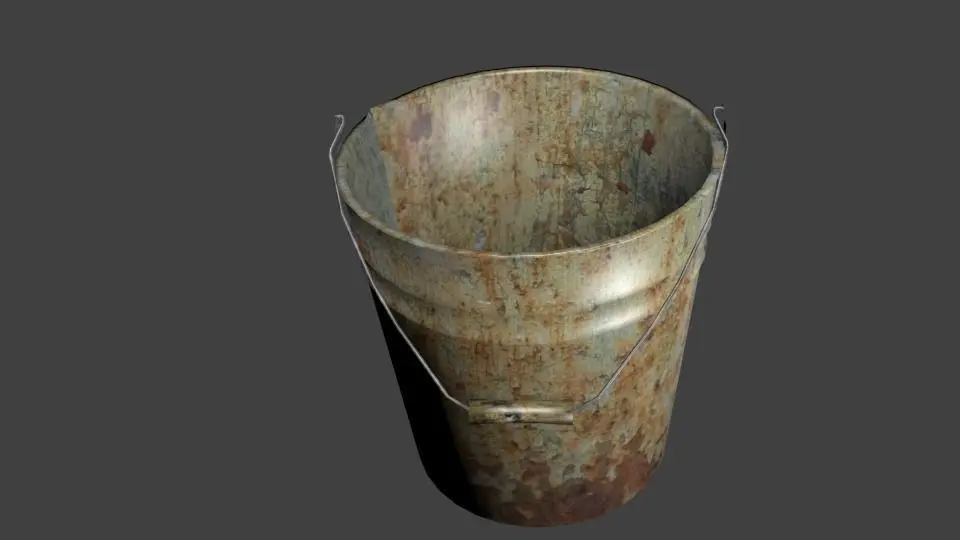 Old Metal Bucket HD texture Low-poly 3D model