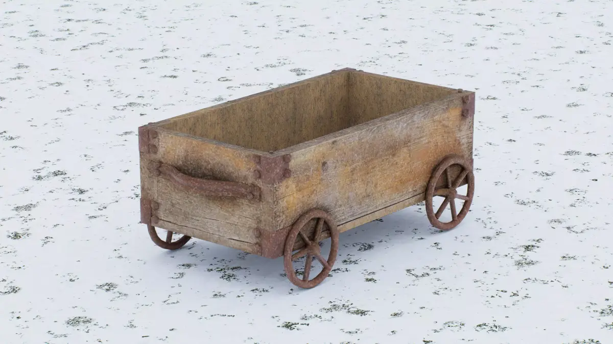 Rustic wooden cart Low-poly 3D model purchase