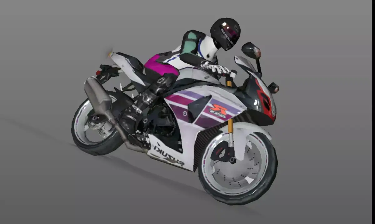 Suzuki Moto Sports Bike With Racer Player Game Ready Low-poly 3D model