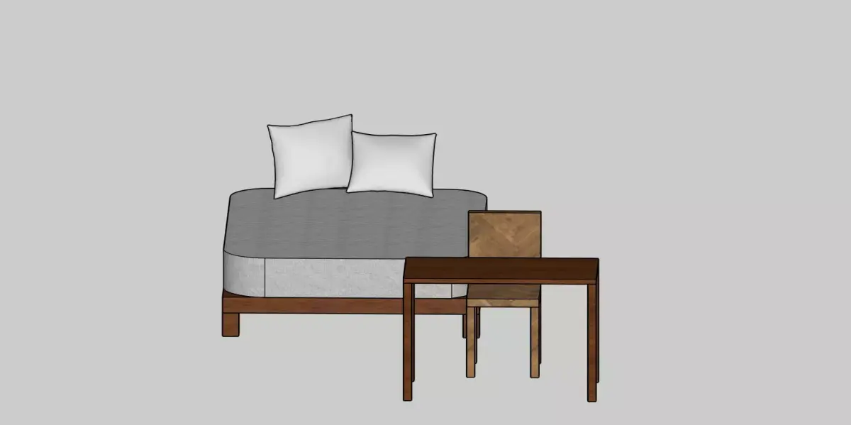 Modern Bedroom Furniture Set  Bed Mattress Desk Chair  3D model