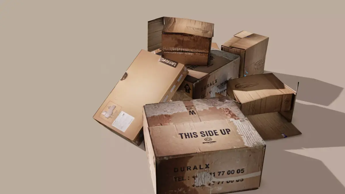 CardBoard Box Pack Free low-poly 3D model