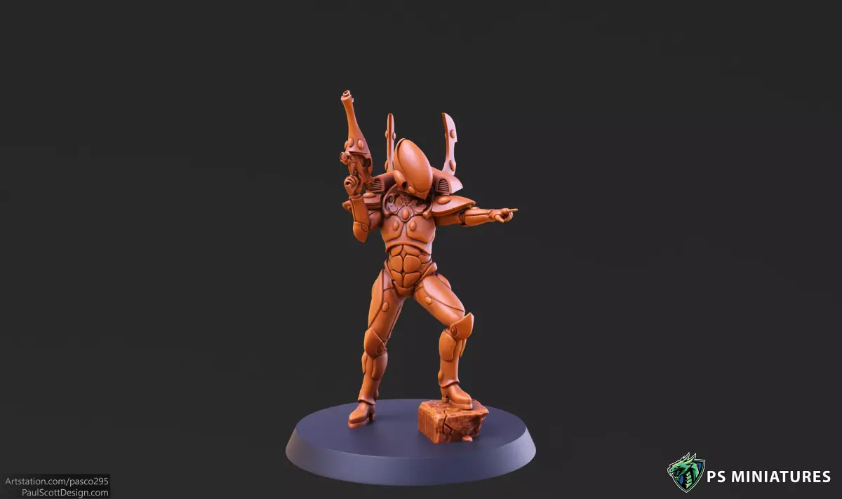 Space Elf Male Soldier Pose 2 - 8 Variants 3D print model