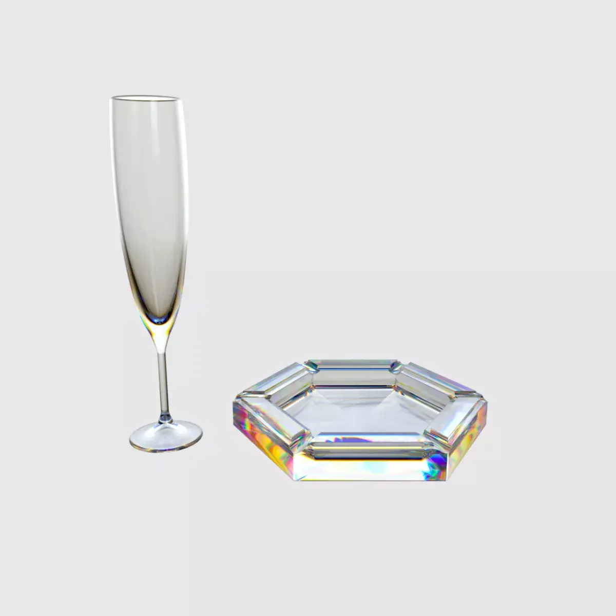 Glass with Ashtray  Free 3D model