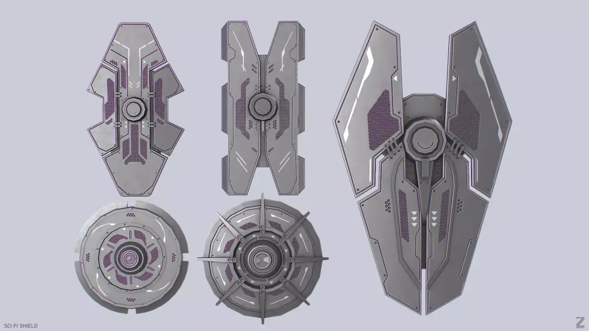 Sci fi shield collection 3D Model Pack purchase
