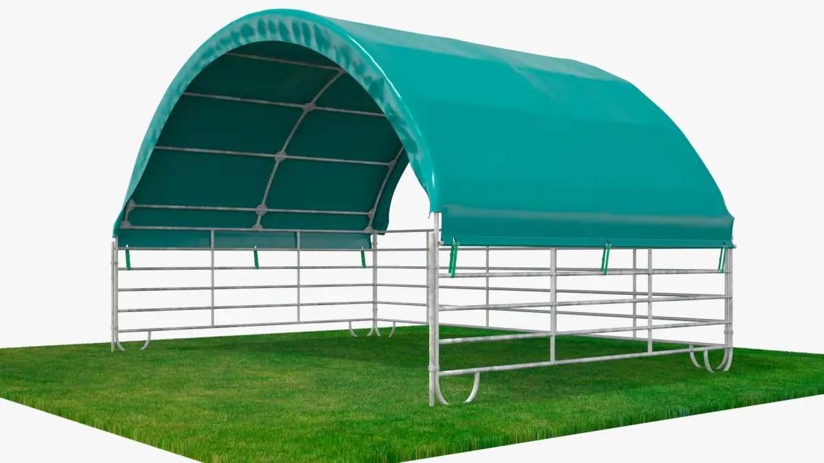 Arched Farm Shelter Installed On Grass Fur 3D model