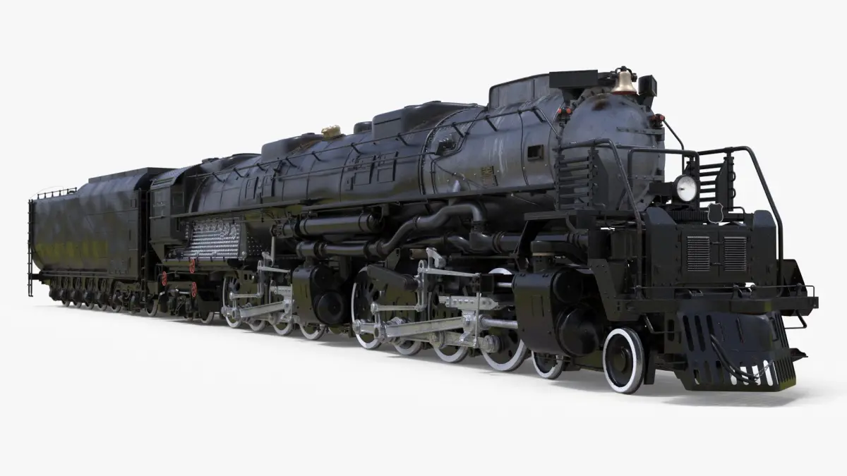 Vintage Locomotive with Trailed Tender Rigged 3D model
