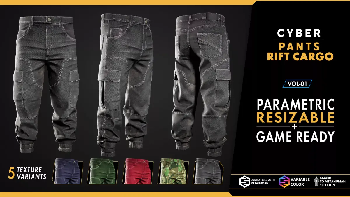 Modular Tactical Cargo Pants Low-poly 3D model purchase