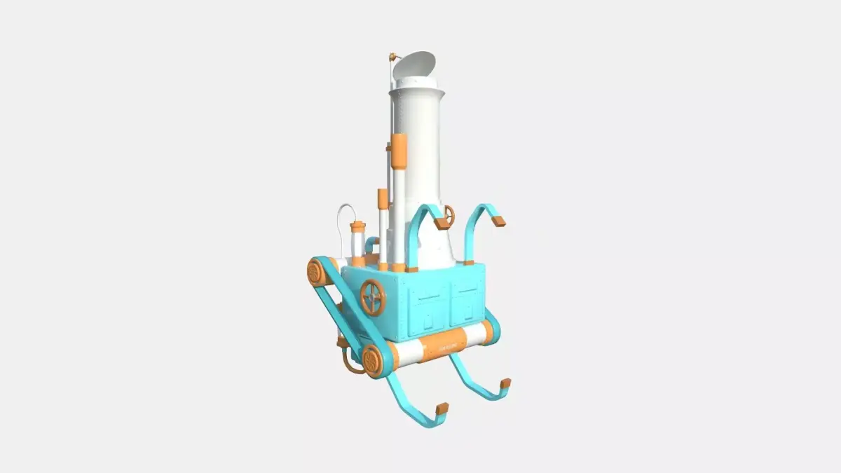 Steampunk Backpack 14 Blue Cartoon - Character Design Fashion Low-poly 3D model