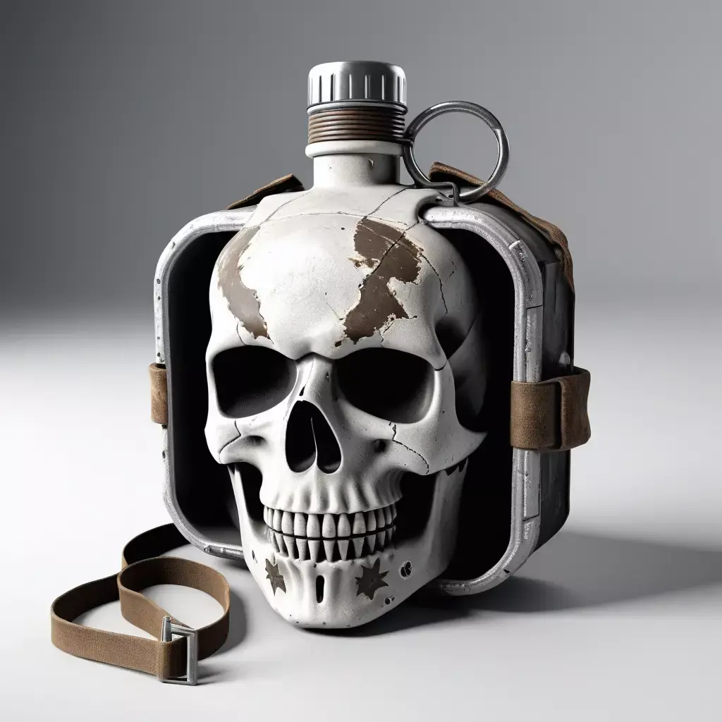Grungy Skull Canteen Flask 3D model