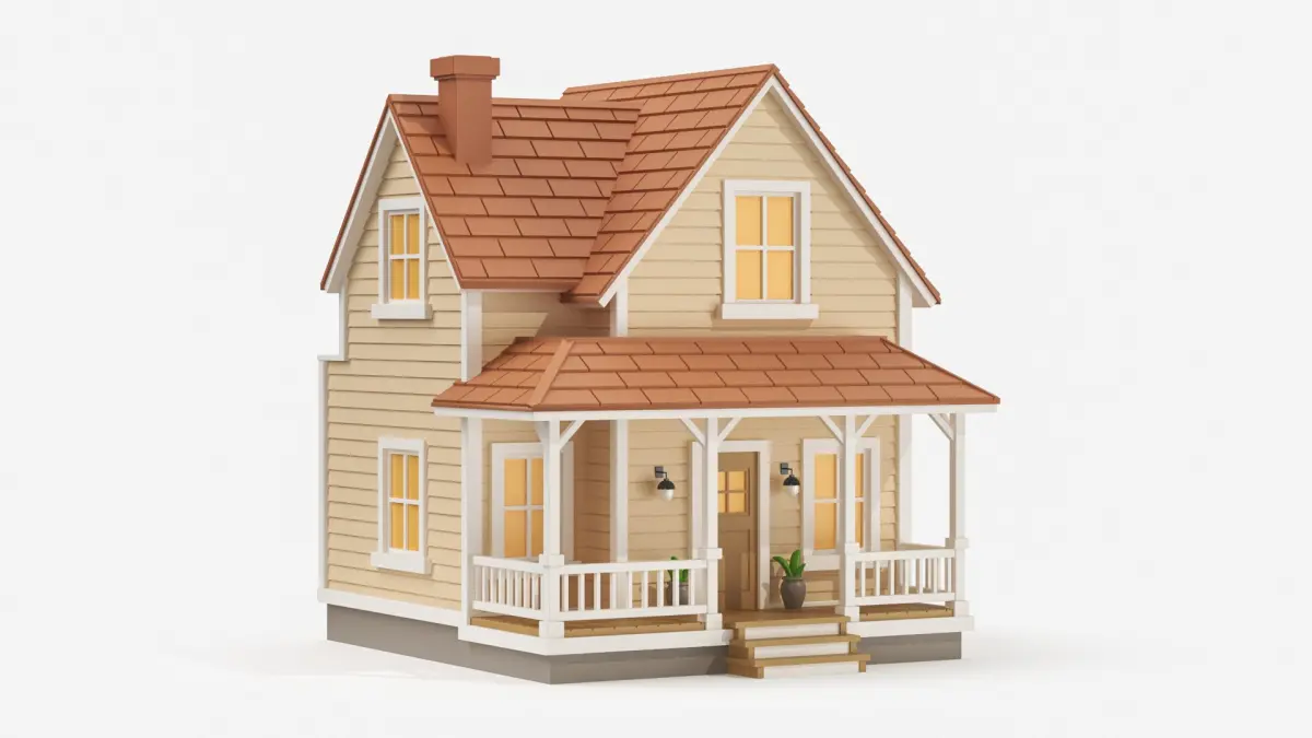 Cartoonish Wooden House Low Poly 3D Model 02 3D model