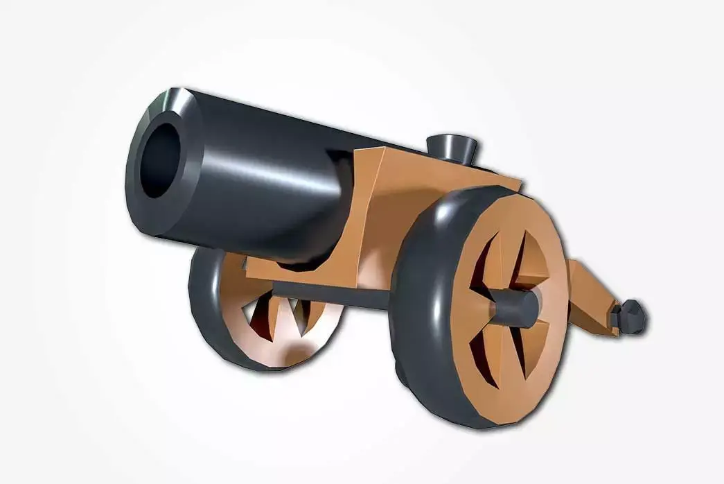 Cartoon Cannon Low Poly 3D model
