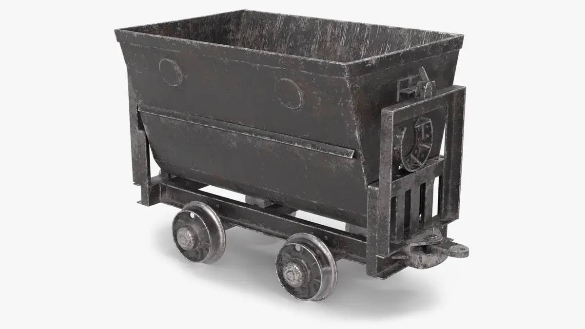 Worn Mine Wagon Black 3D model purchase