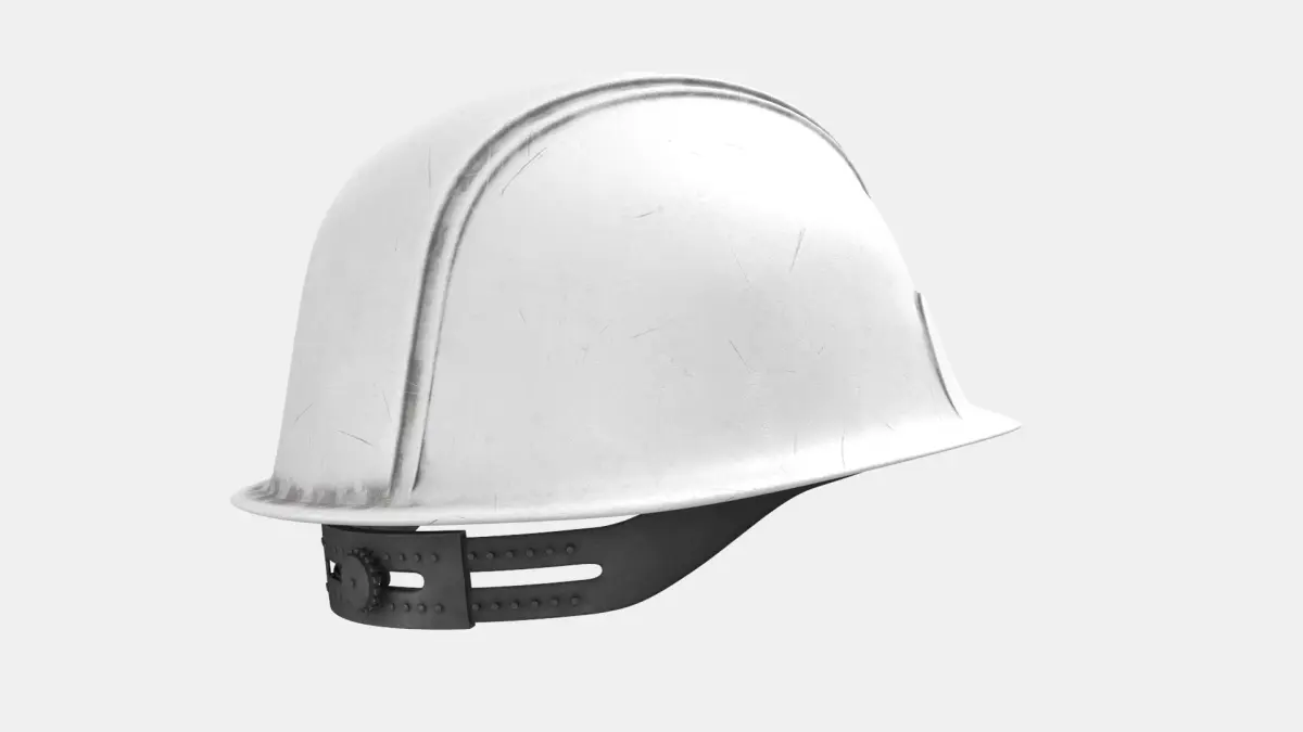Hard Hat - Construction Gear White Dirty 3D model