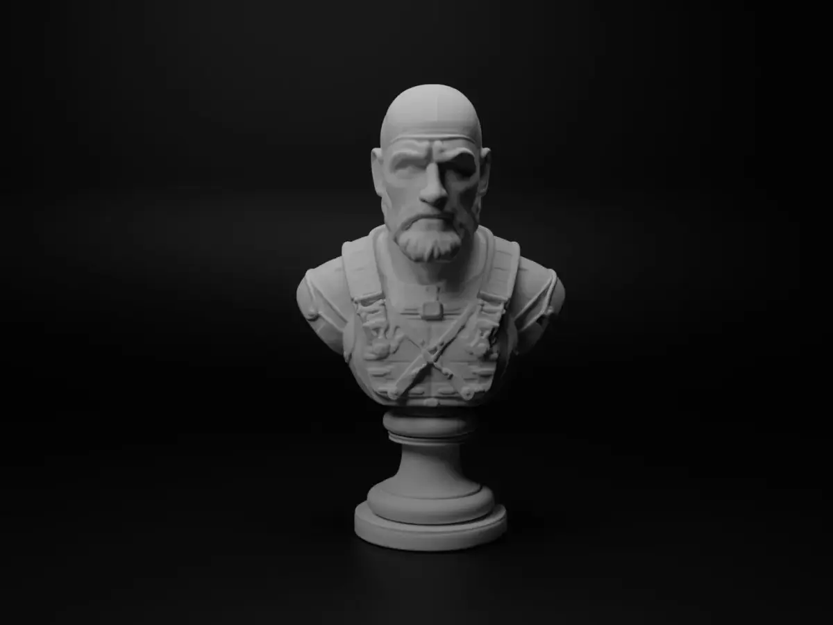 Underwater Soldier Bust Chess 3D print model 2