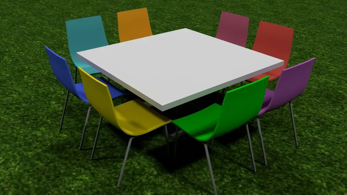 Plastic Table and Chairs Free low-poly 3D model