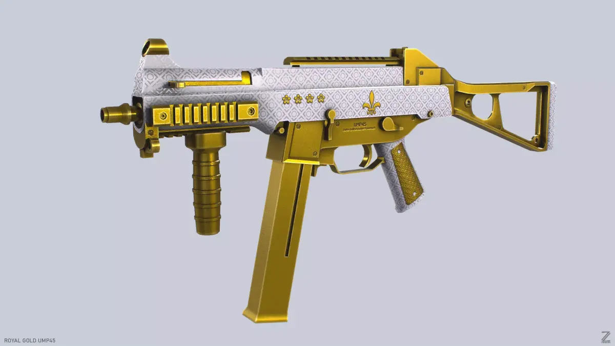 Royal Gold UMP45 Low-poly 3D model