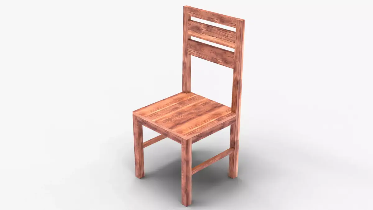  Classic Wooden Dining Chair 3D Model with  PBR Furniture Asset Low-poly 3D model