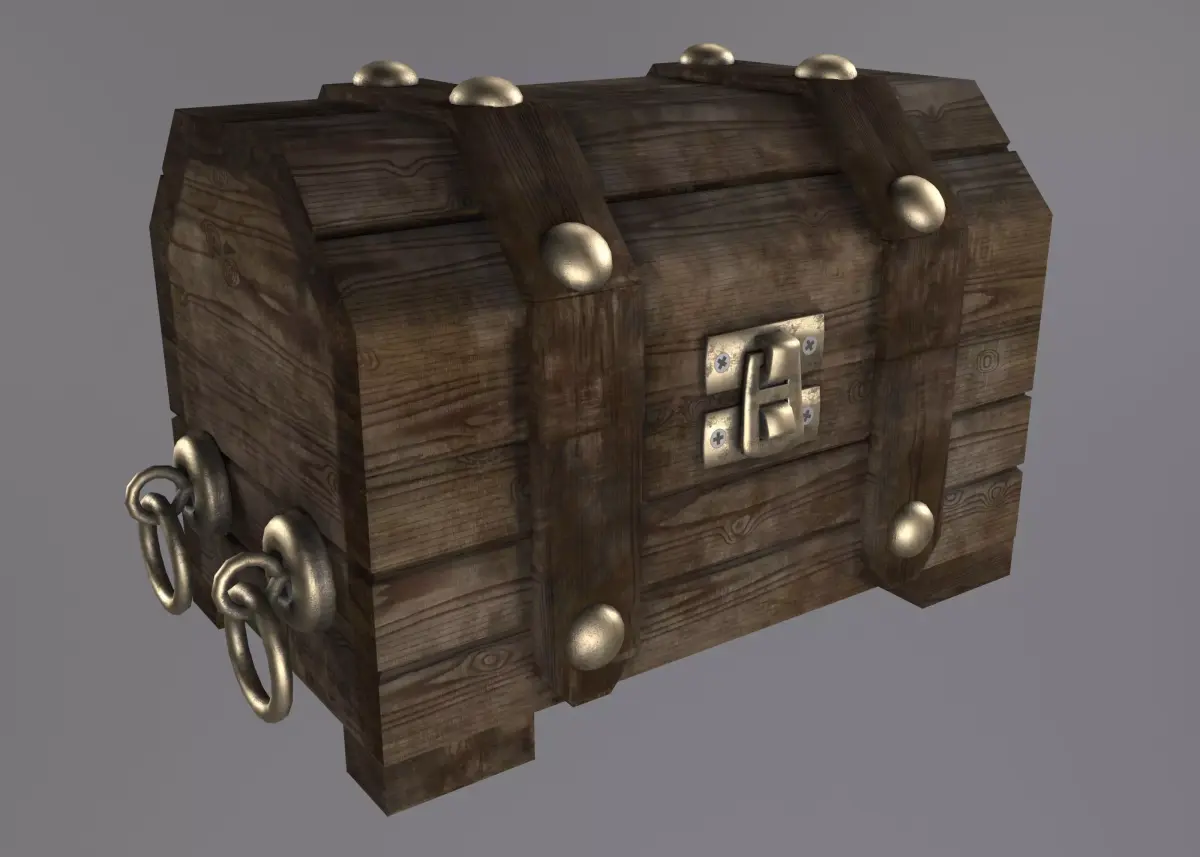 Old wooden chest Free low-poly 3D model