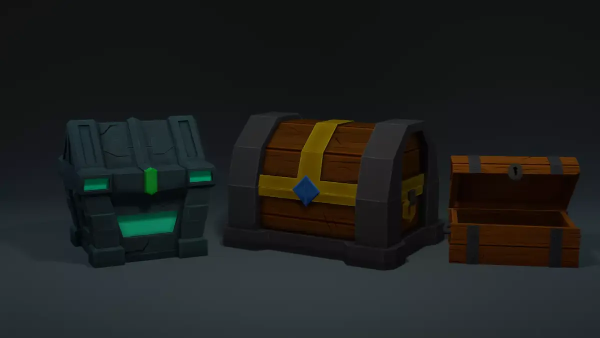 Cartoon Chests Free low-poly 3D model