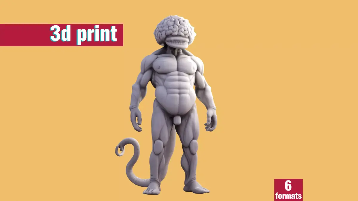 human mutant with a big brain 3D print model