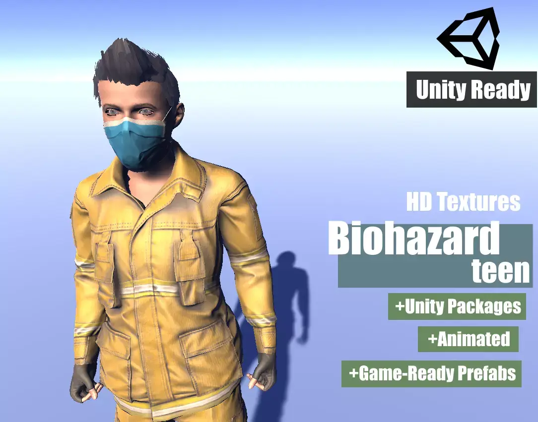 Biohazard Teen - animated rigged Teen Low-poly 3D model