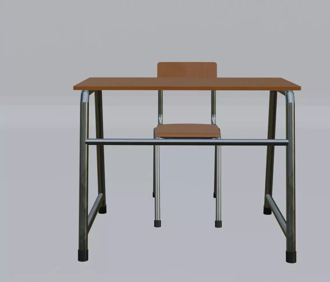 school desk and chair Low-poly 3D model