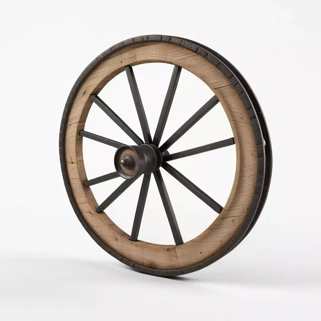 Broken Wooden Cartwheel with Iron Rim 3D model