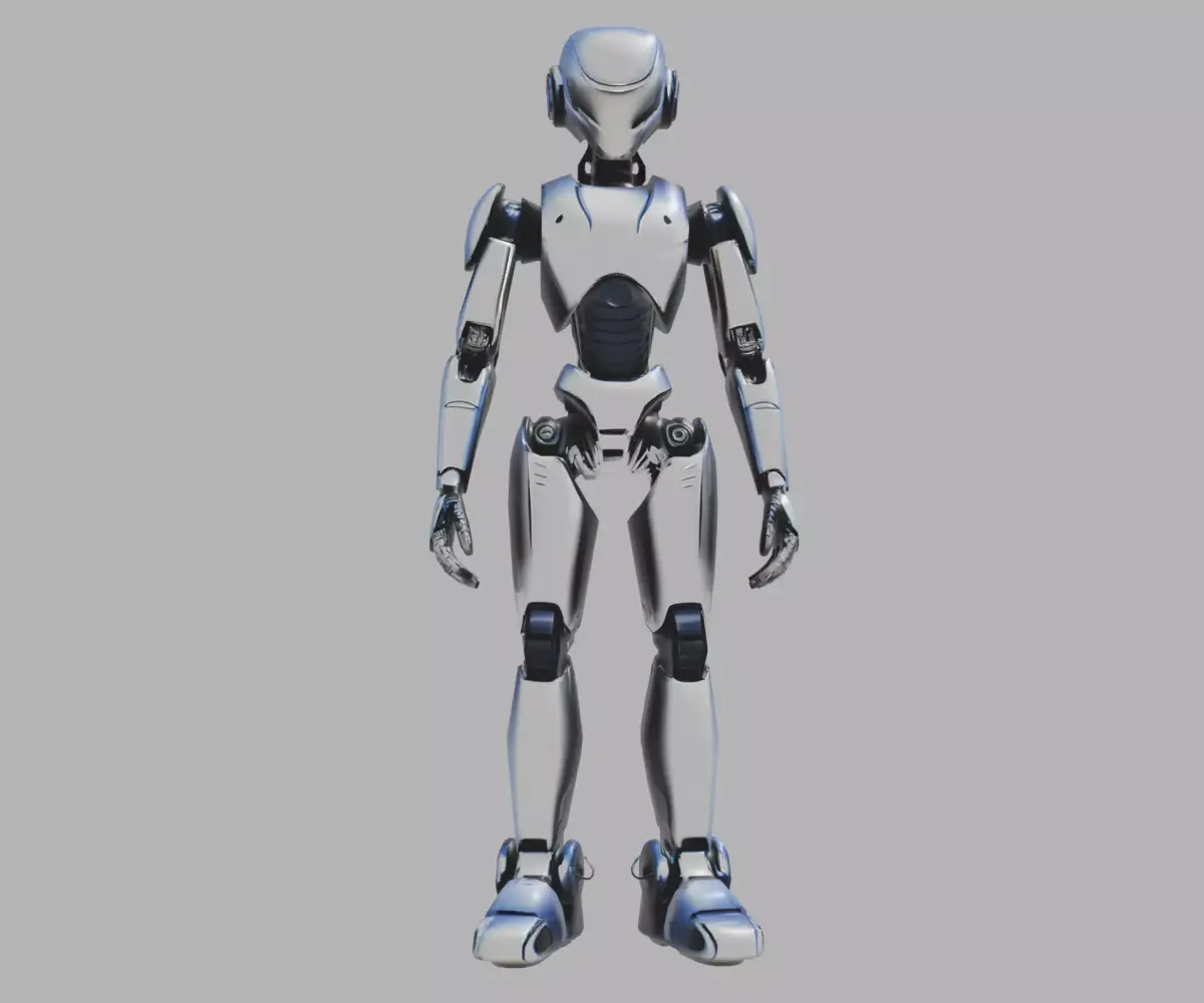 Silver Blue Futuristic Android Low-poly 3D model