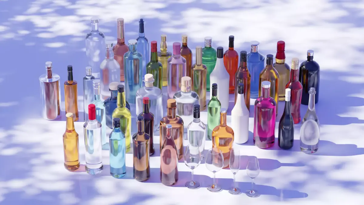 Ultimate Glass Bottle Collection Beverage and Decorative Bottles Free low-poly 3D model