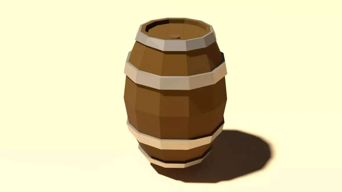 Low poly Wooden Barrel Low-poly 3D model