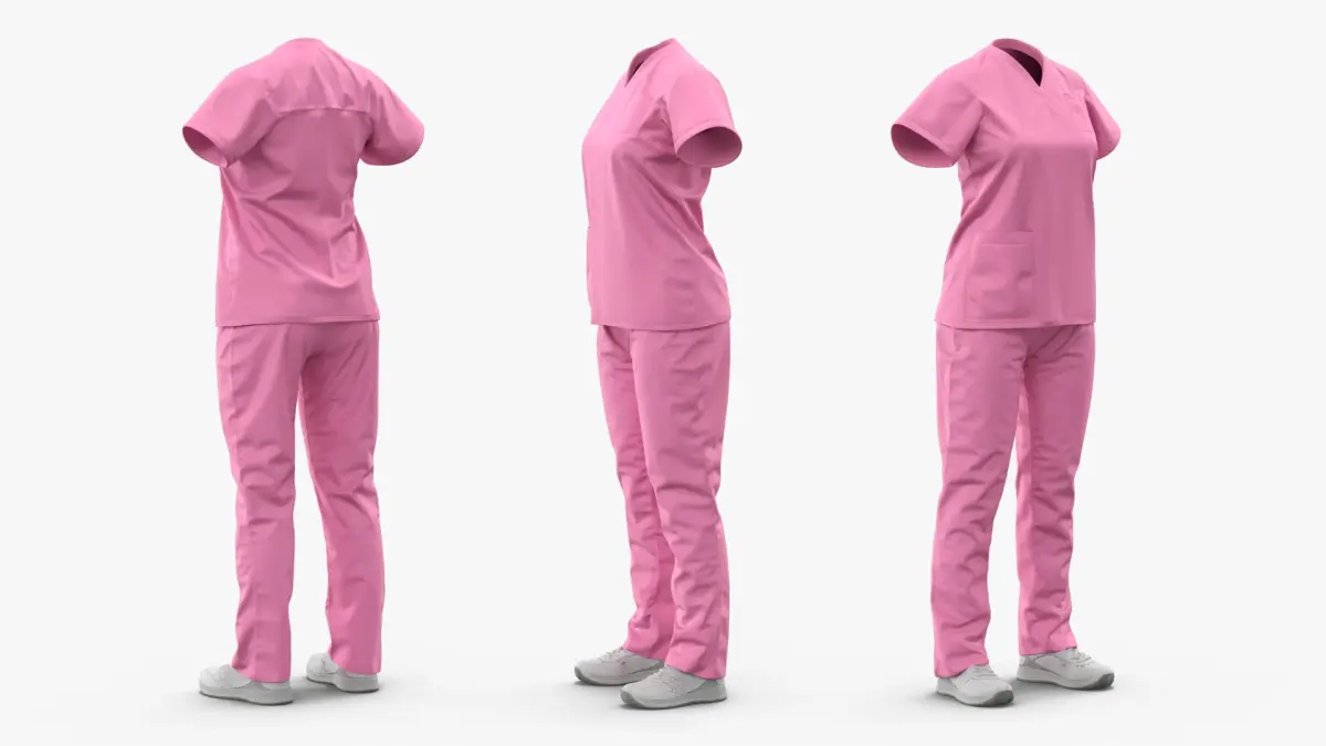 Female Medical Scrubs No Body Pink 3D model