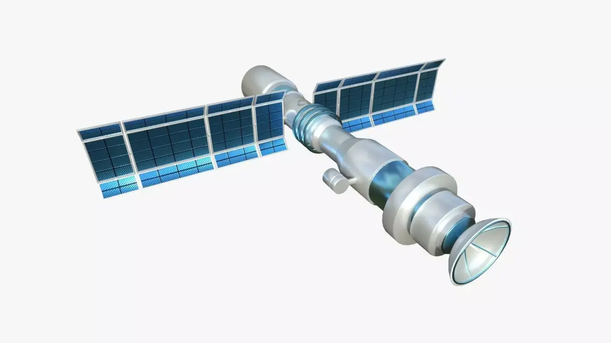 Satellite C03 White Blue - SciFi Space Design Low-poly 3D model