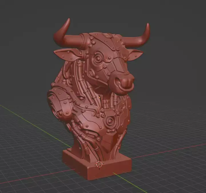 Cyber Minotaur  Futuristic Mecha Bull Bust 3D print model