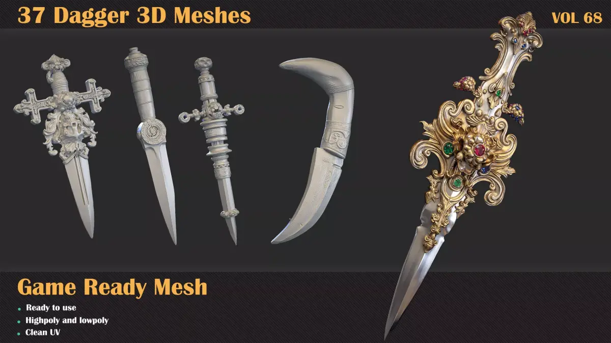 37 Dagger 3d meshes - VOL68 3D model