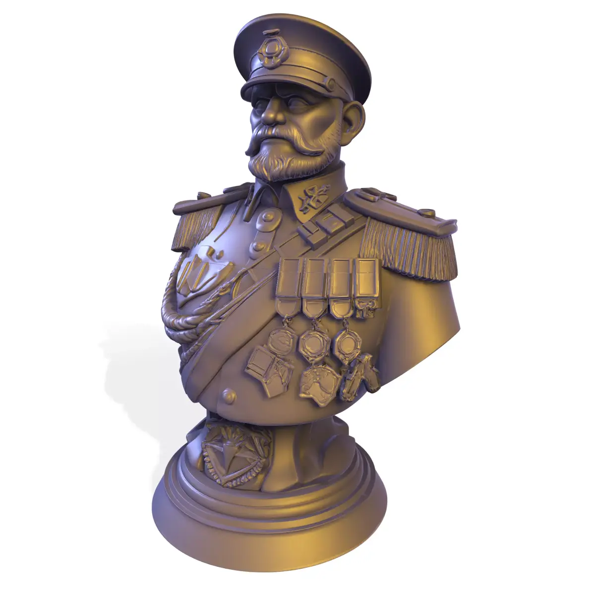 Vintage Military General Bust PBR Statue 3D print model
