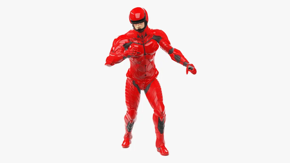 Futuristic Cyborg in Red Armor Rigged for Maya 3D model