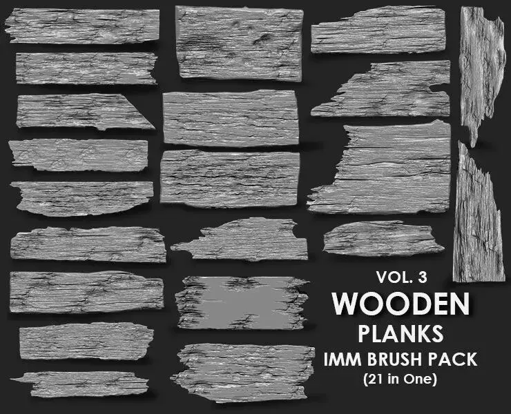 Wooden Plank IMM Brush Pack 21 in One Vol3 3D model