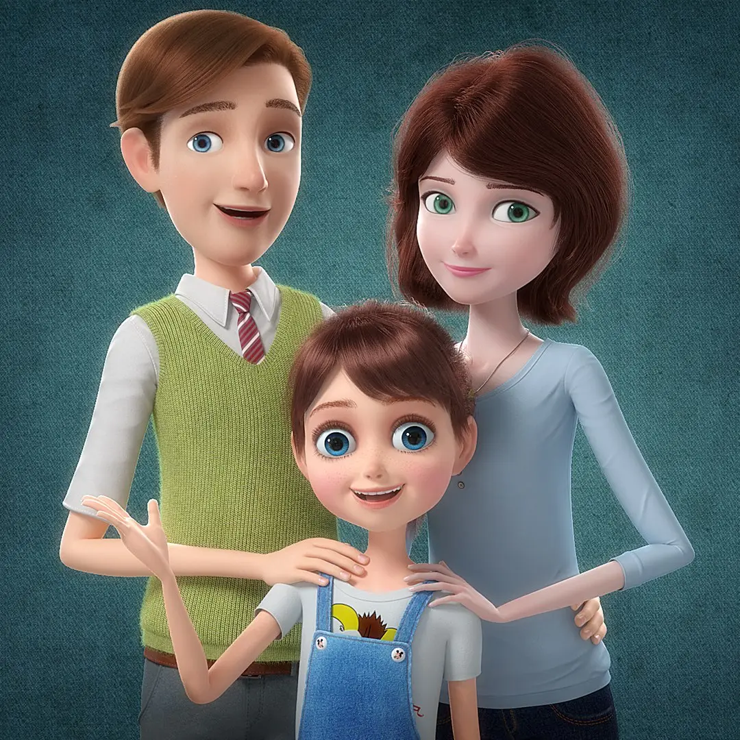 Cartoon Family Rigged V1 3D model