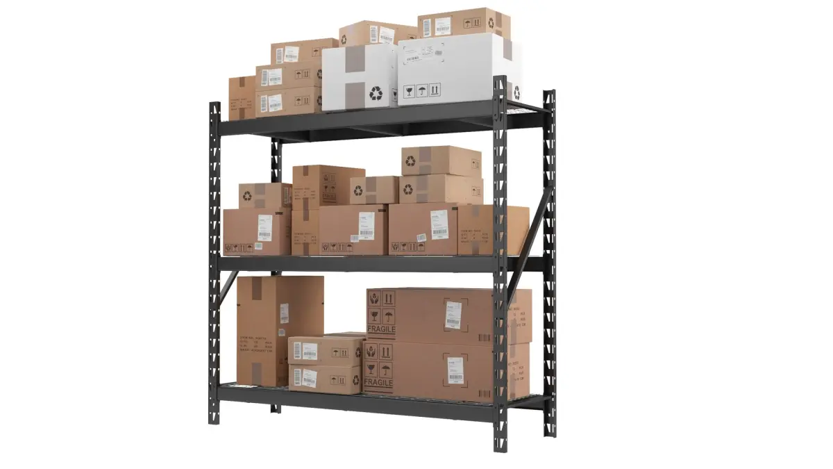 Warehouse Shelf With Boxes 3D model
