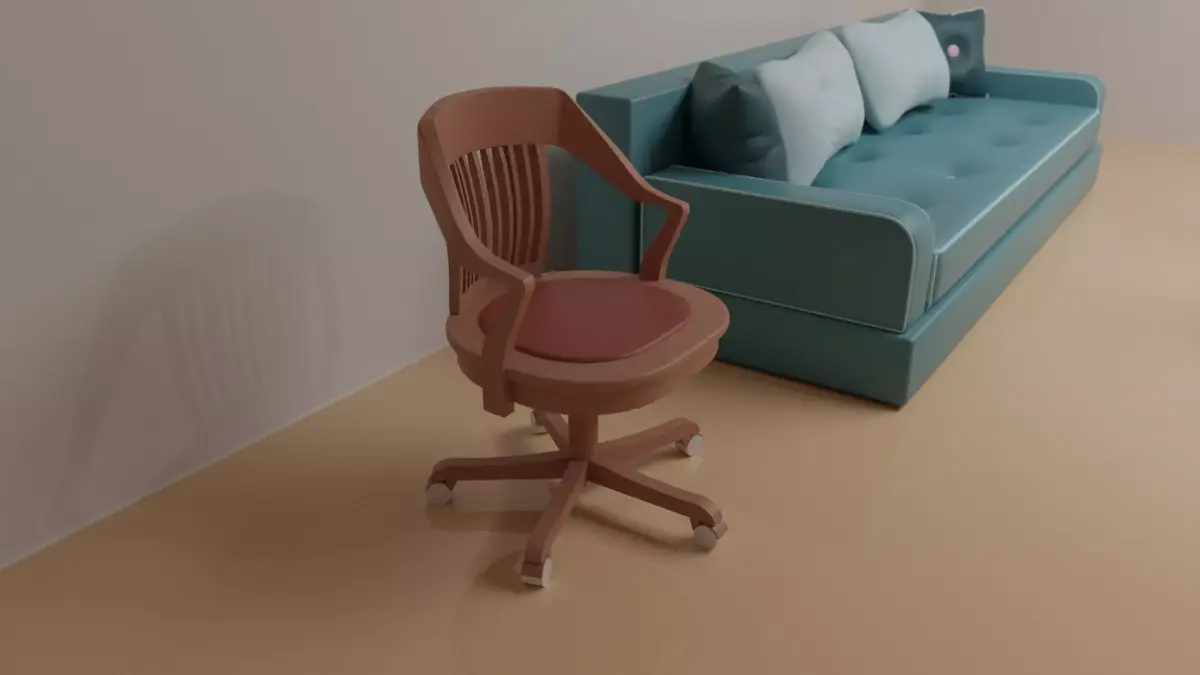 Swivel Chair Vintage Brown Free low-poly 3D model