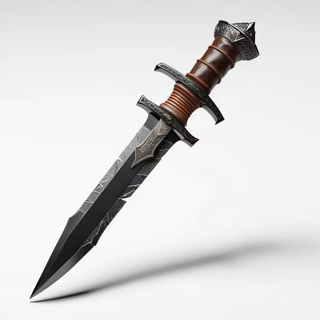 Cracked Obsidian Dagger with Leather Hilt 3D model