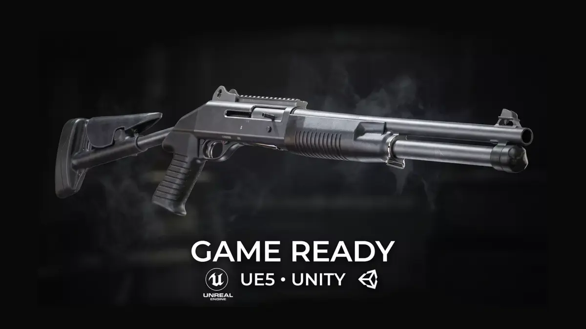 Benelli M4 Tactical Shotgun Low-poly 3D model