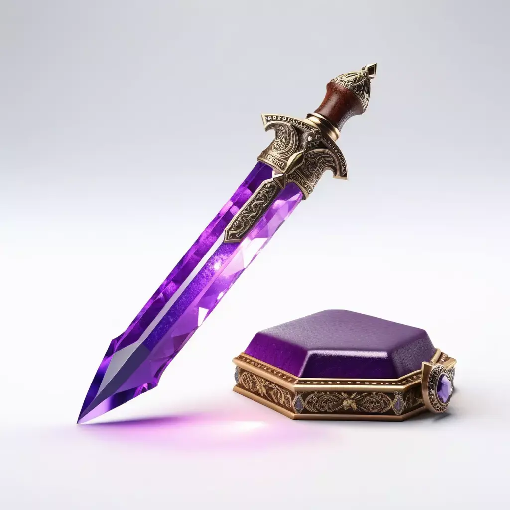 Glowing Crystal Dagger with Purple Gem 3D model