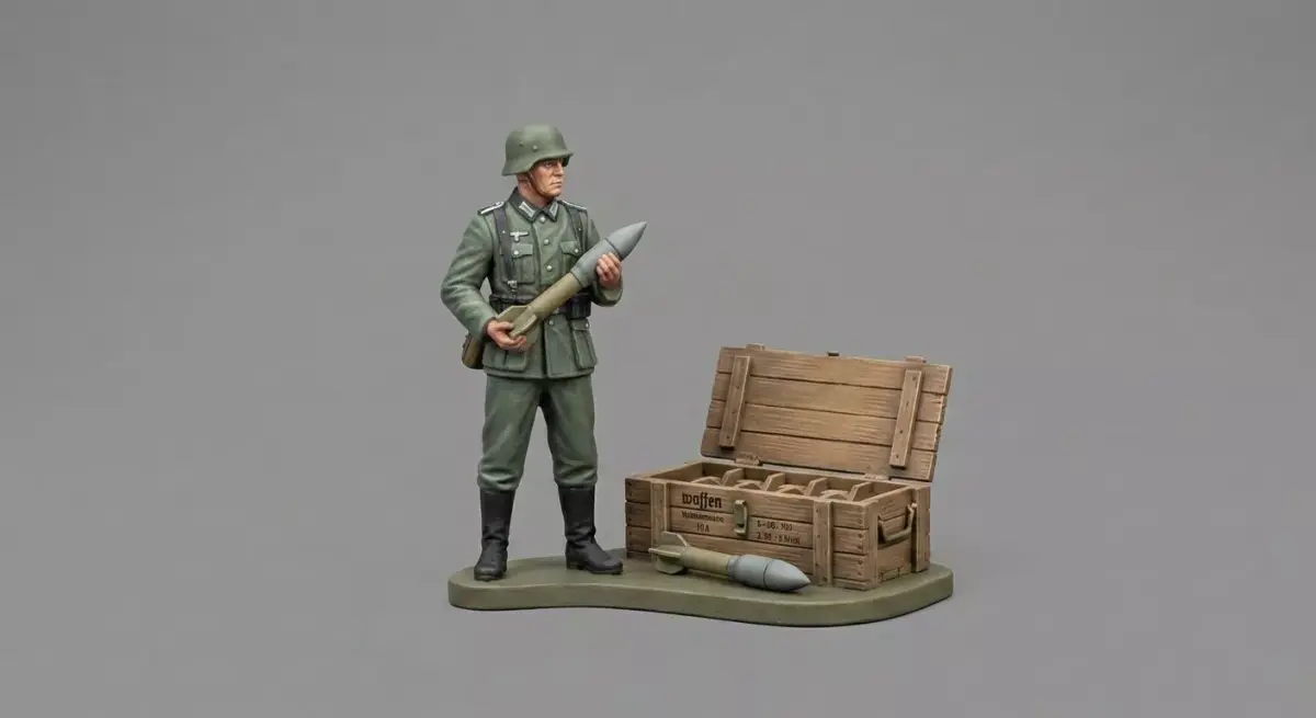 WWII Soldier with Ammunition Crate  3D Printable STL Figure 3D print model