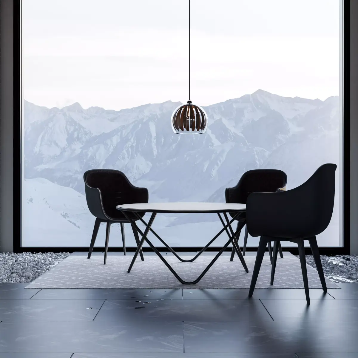 Simple Black Modern Dining Chair Free 3D model
